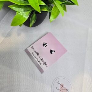 Cow Print Heart Mini Studs