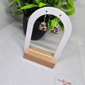 Leopard Print heart Hoops (Stainless Steel)