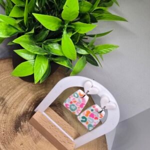 Colourful Dangly Lepoard Print Earrings (Stainless Steel)