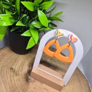 RETRO Orange Dangly Earrings (Stainless Steel)