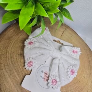 White Bow with pink flowers